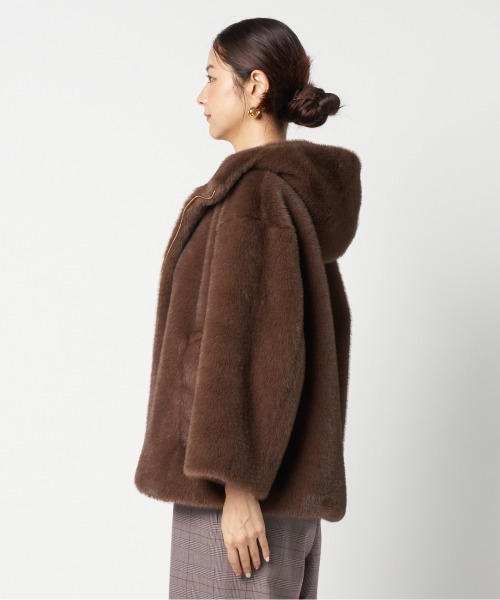美品 エリオポール ボアコート定価3.6万円 ブラウン MINK ECO FUR HOODIE BLOUSON（ブルゾン）｜HELIOPOLE（エリオポール