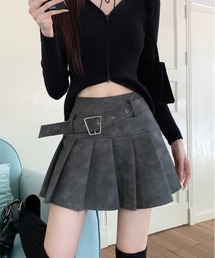 フェイクレザープリーツスカート