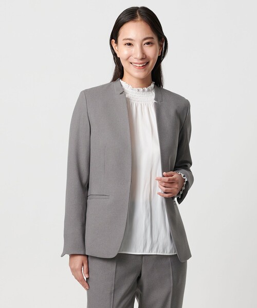 セール】メランジサージ デザインラペル ジャケット ‐ウォッシャブル