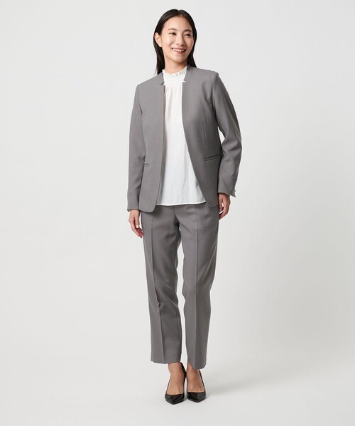 A DAY IN THE LIFE UNITED ARROWS(アデイインザライフユナイテッドアローズ)の「メランジサージ デザインラペル ジャケット ‐ウォッシャブル・セットアップ対応‐ <A DAY IN THE LIFE>(テーラードジャケット・レディース・ネイビー/ナチュラル/グレー系・36/40/38)」の6枚目の写真