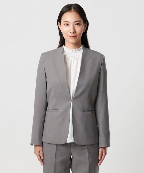 メランジサージ デザインラペル ジャケット ‐ウォッシャブル