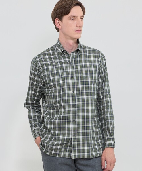 MACKINTOSH LONDON(マッキントッシュ ロンドン)の「コットンカシミヤチェックボタンダウンシャツ(シャツ/ブラウス・メンズ・イエロー系その他4/グリーン系その他5・L/M/XL)」の1枚目の写真