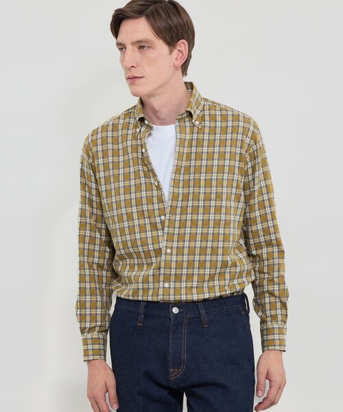 MACKINTOSH LONDON(マッキントッシュ ロンドン)の「コットンカシミヤチェックボタンダウンシャツ(シャツ/ブラウス・メンズ・イエロー系その他4/グリーン系その他5・L/M/XL)」の2枚目の写真