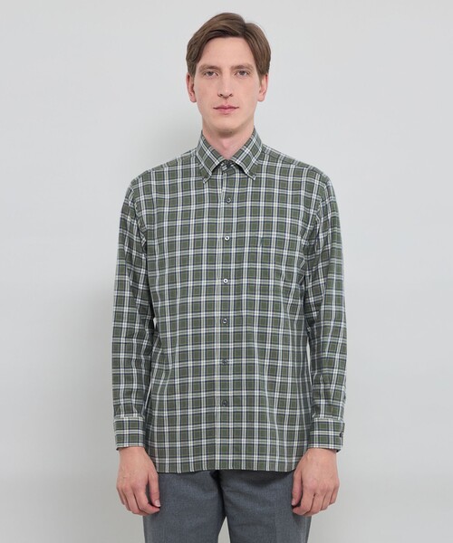 MACKINTOSH LONDON(マッキントッシュ ロンドン)の「コットンカシミヤチェックボタンダウンシャツ(シャツ/ブラウス・メンズ・イエロー系その他4/グリーン系その他5・L/M/XL)」の12枚目の写真