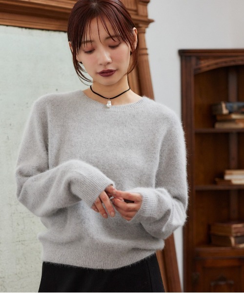 mysty woman（ミスティウーマン）の「フォックスウールMIXニット　622026（ニット/セーター・レディース・ホワイト系その他/グリーン/ブラック/グレー・FREE）」の4枚目の写真