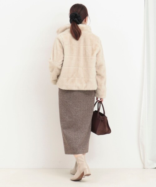 MICO COULIER（ミコクリエ）の「ボーダーキルトファーブルゾン（ブルゾン・レディース・キャメル/キナリ・38）」の13枚目の写真