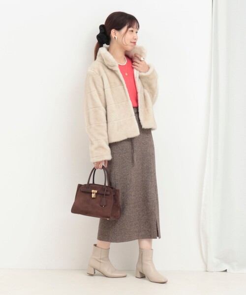 MICO COULIER（ミコクリエ）の「ボーダーキルトファーブルゾン（ブルゾン・レディース・キャメル/キナリ・38）」の15枚目の写真