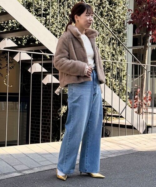 MICO COULIER（ミコクリエ）の「ボーダーキルトファーブルゾン（ブルゾン・レディース・キャメル/キナリ・38）」の16枚目の写真