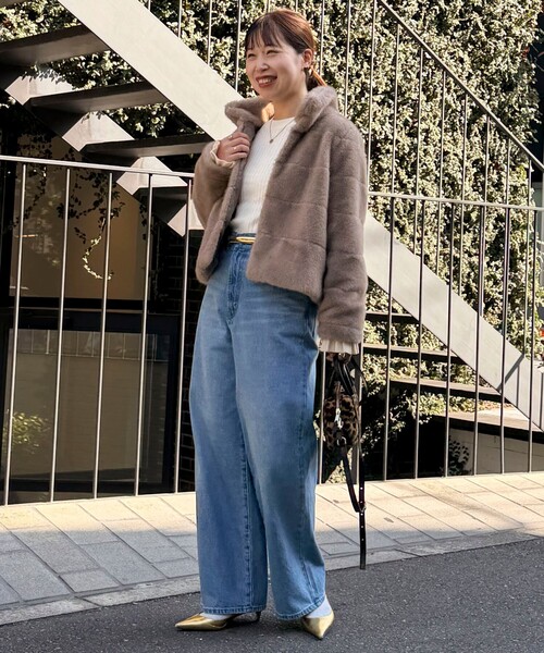 MICO COULIER（ミコクリエ）の「ボーダーキルトファーブルゾン（ブルゾン・レディース・キャメル/キナリ・38）」の18枚目の写真