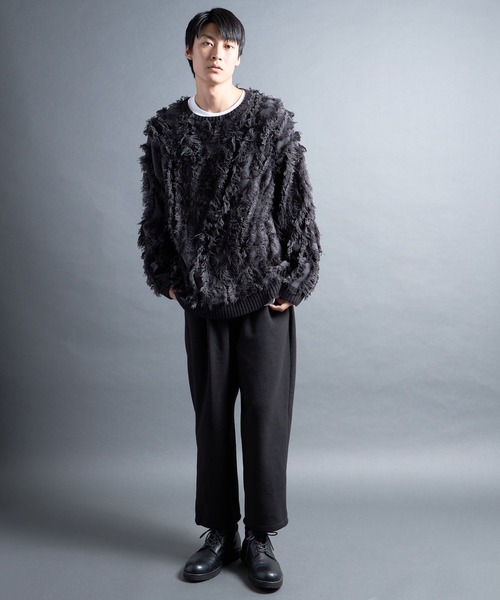 COMMON WARE（コモンウェアー）の「PF:FRINGE CREW NECK KNIT/フリンジグランジニット（ニット/セーター・メンズ・ブラック/ナチュラル・2/1）」の13枚目の写真