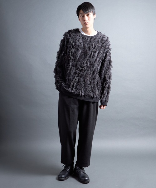 COMMON WARE（コモンウェアー）の「PF:FRINGE CREW NECK KNIT/フリンジグランジニット（ニット/セーター・メンズ・ブラック/ナチュラル・2/1）」の14枚目の写真
