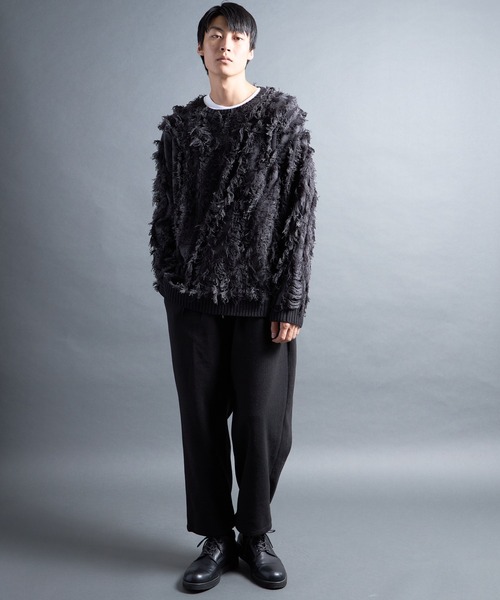 COMMON WARE（コモンウェアー）の「PF:FRINGE CREW NECK KNIT/フリンジグランジニット（ニット/セーター・メンズ・ブラック/ナチュラル・2/1）」の16枚目の写真