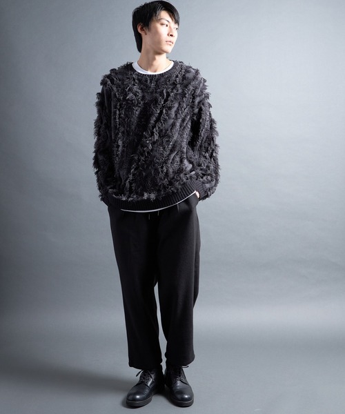 COMMON WARE（コモンウェアー）の「PF:FRINGE CREW NECK KNIT/フリンジグランジニット（ニット/セーター・メンズ・ブラック/ナチュラル・2/1）」の17枚目の写真