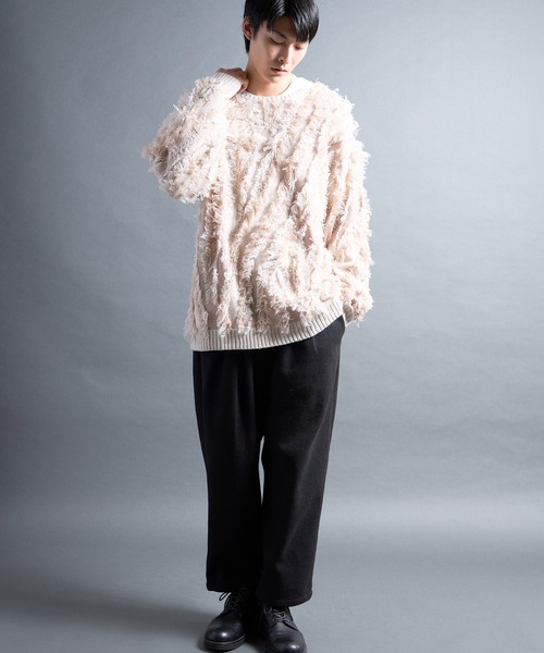 COMMON WARE（コモンウェアー）の「PF:FRINGE CREW NECK KNIT/フリンジグランジニット（ニット/セーター・メンズ・ブラック/ナチュラル・2/1）」の20枚目の写真