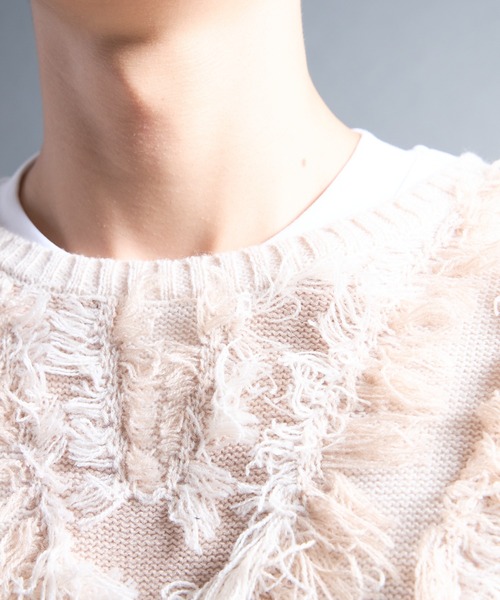 COMMON WARE（コモンウェアー）の「PF:FRINGE CREW NECK KNIT/フリンジグランジニット（ニット/セーター・メンズ・ブラック/ナチュラル・2/1）」の22枚目の写真