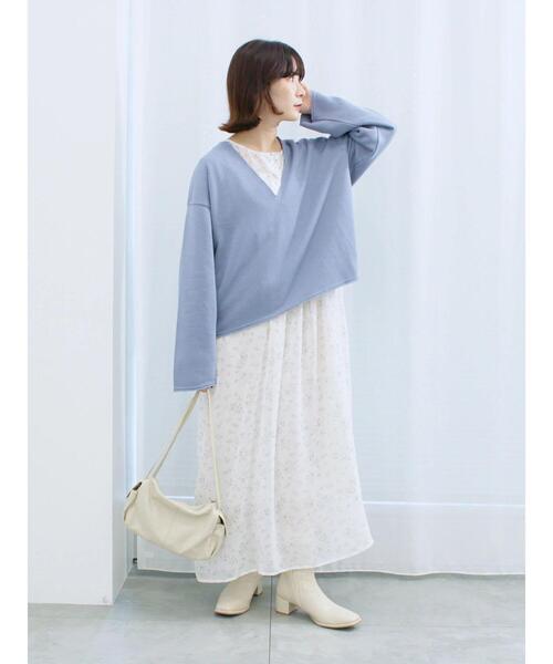 Samansa Mos2 blue（サマンサモスモスブルー）の「◎花柄ワンピース（ワンピース・レディース・ブラック/キナリ/ブラウン・F）」の2枚目の写真