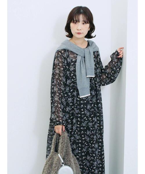 Samansa Mos2 blue（サマンサモスモスブルー）の「◎花柄ワンピース（ワンピース・レディース・ブラック/キナリ/ブラウン・F）」の13枚目の写真