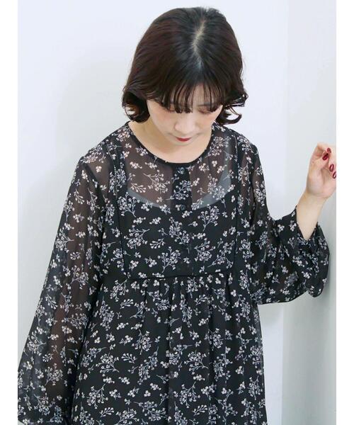 Samansa Mos2 blue（サマンサモスモスブルー）の「◎花柄ワンピース（ワンピース・レディース・ブラック/キナリ/ブラウン・F）」の14枚目の写真