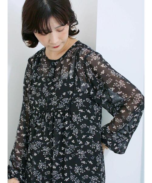 Samansa Mos2 blue（サマンサモスモスブルー）の「◎花柄ワンピース（ワンピース・レディース・ブラック/キナリ/ブラウン・F）」の16枚目の写真