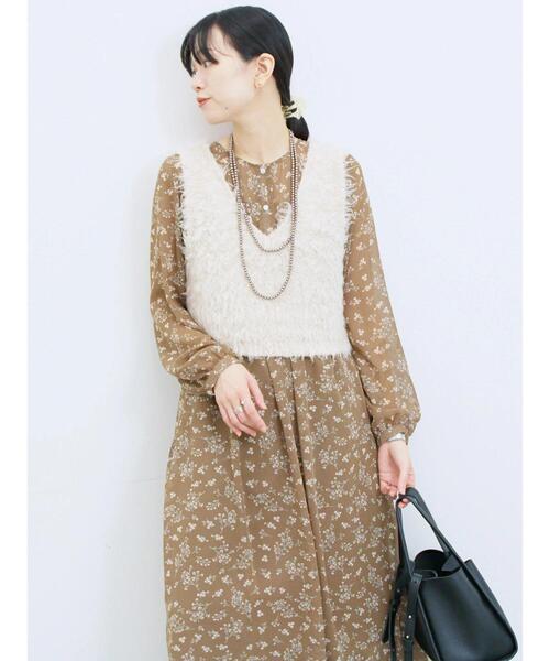 Samansa Mos2 blue（サマンサモスモスブルー）の「◎花柄ワンピース（ワンピース・レディース・ブラック/キナリ/ブラウン・F）」の18枚目の写真