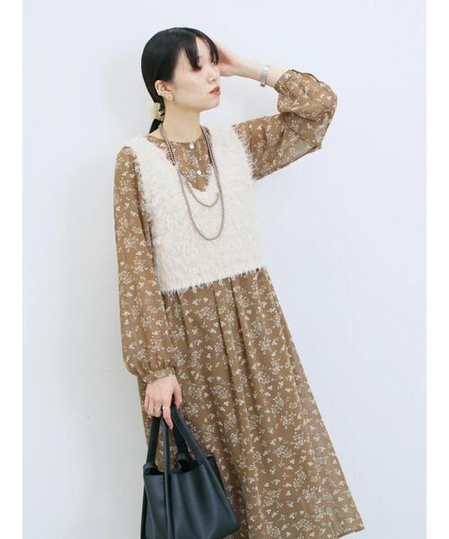 Samansa Mos2 blue（サマンサモスモスブルー）の「◎花柄ワンピース（ワンピース・レディース・ブラック/キナリ/ブラウン・F）」の19枚目の写真