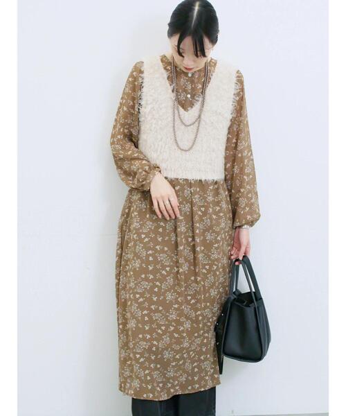 Samansa Mos2 blue（サマンサモスモスブルー）の「◎花柄ワンピース（ワンピース・レディース・ブラック/キナリ/ブラウン・F）」の20枚目の写真