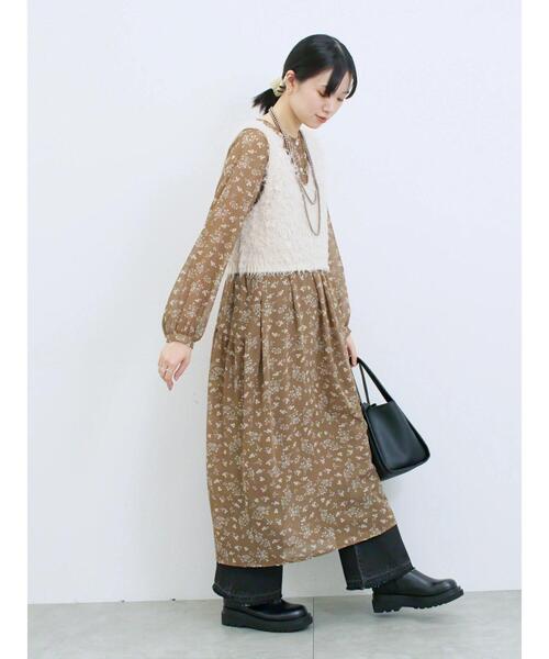 Samansa Mos2 blue（サマンサモスモスブルー）の「◎花柄ワンピース（ワンピース・レディース・ブラック/キナリ/ブラウン・F）」の21枚目の写真