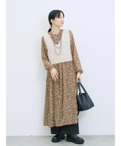 Samansa Mos2 blue（サマンサモスモスブルー）の「◎花柄ワンピース（ワンピース・レディース・ブラック/キナリ/ブラウン・F）」の22枚目の写真