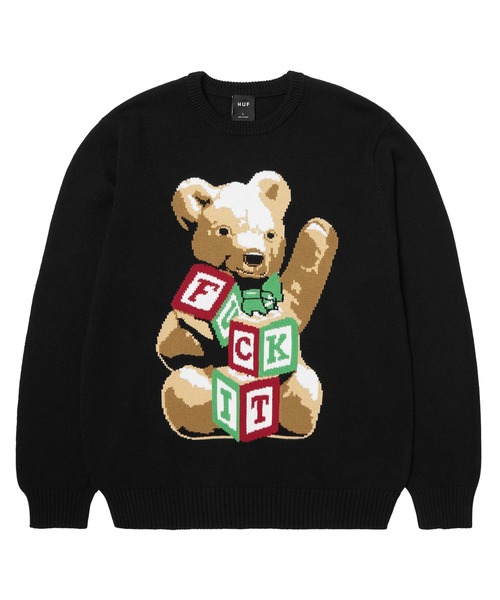 HUF(ハフ)の「GIFT BEAR INTARSIA SWEATER(ニット/セーター・メンズ・ブラック/オフホワイト・S/M/L/XL)」の4枚目の写真