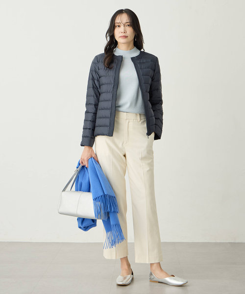 A/C DESIGN BY ALPHA CUBIC（エーシーデザインバイアルファキュービック）の「カシミヤミックスマフラー【ウール65％・カシミヤ35％】（ストール/ショール・レディース・ライトグレー/オフホワイト/ブルー・フリー）」の6枚目の写真