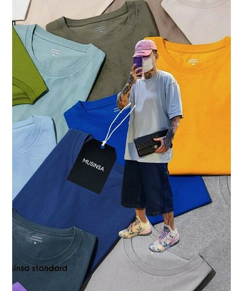 MUSINSA STANDARD（ムシンサスタンダード）の「リラックスフィットクルーネックTシャツ[パステルブルー]（Tシャツ/カットソー・メンズ・その他・XXX-LARGE/SMALL/MEDIUM/LARGE/X-LARGE/XX-LARGE）」の10枚目の写真