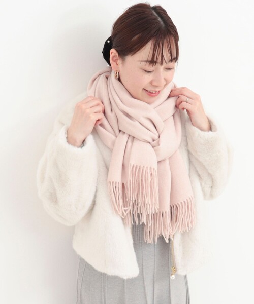 MICO COULIER(ミコクリエ)の「【ATELIER BRUGGE/アトリエブルージュ】カシミヤタッチストール(ストール/ショール・レディース・ベビーピンク/オフホワイト/ダークブラウン/グレイッシュベージュ・FREE)」の4枚目の写真
