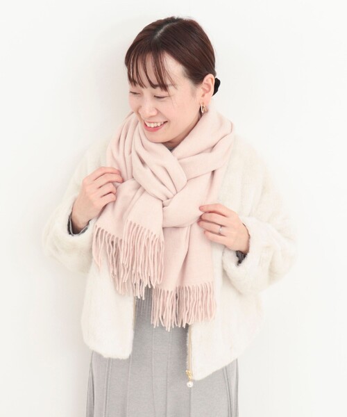 MICO COULIER(ミコクリエ)の「【ATELIER BRUGGE/アトリエブルージュ】カシミヤタッチストール(ストール/ショール・レディース・ベビーピンク/オフホワイト/ダークブラウン/グレイッシュベージュ・FREE)」の6枚目の写真