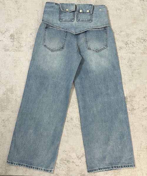 FOLLOWIN（フォロウィン）の「2WAYウエストデザインワイドデニムパンツ【ベルト取り外し可】（デニムパンツ・レディース・ブラック/ブルー/ライトブルー・LARGE/MEDIUM/SMALL）」の12枚目の写真