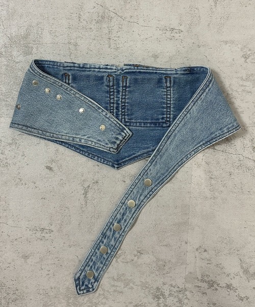 FOLLOWIN（フォロウィン）の「2WAYウエストデザインワイドデニムパンツ【ベルト取り外し可】（デニムパンツ・レディース・ブラック/ブルー/ライトブルー・LARGE/MEDIUM/SMALL）」の9枚目の写真