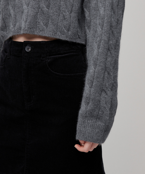 MUSINSA STANDARD WOMAN（ムシンサスタンダードウーマン）の「ウィメンズアンゴラブレンドケーブルクロップニット[ミディアムグレー]（ニット/セーター・レディース・その他・SMALL/MEDIUM/LARGE/X-SMALL）」の5枚目の写真