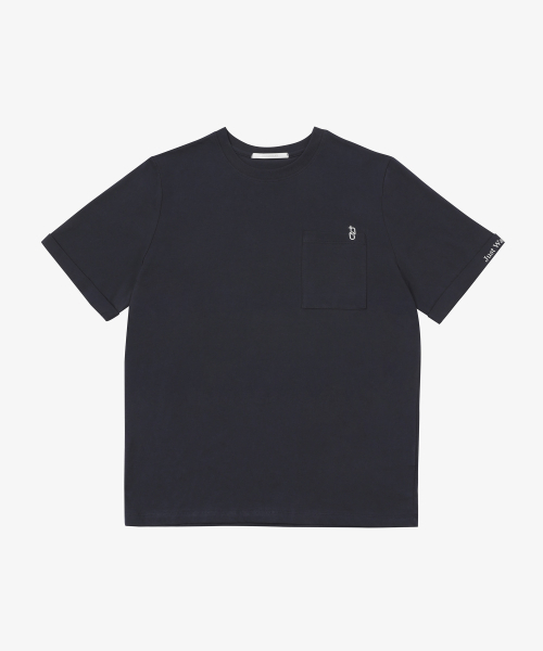ポケットポイントスリーブレタリングTシャツネイビー4W2321004（T