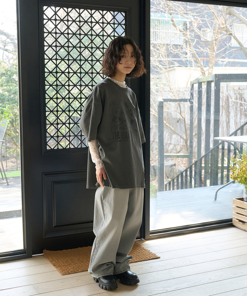 THE GREEN LAB（ザグリーンラボ）の「ピグメントミュージックキャットオーバーフィット半袖Tシャツ[カーキ]（Tシャツ/カットソー・メンズ・その他・FREE）」の10枚目の写真