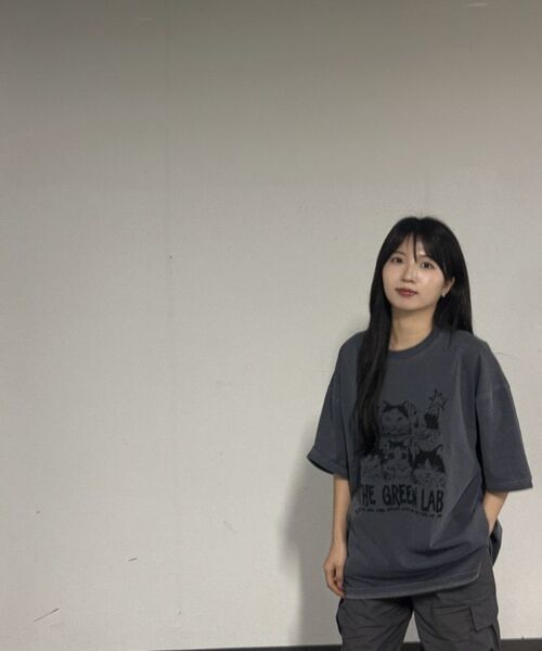THE GREEN LAB（ザグリーンラボ）の「ピグメントミュージックキャットオーバーフィット半袖Tシャツ[カーキ]（Tシャツ/カットソー・メンズ・その他・FREE）」の19枚目の写真