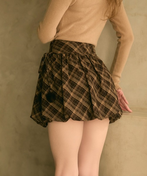 TITTY&CO.（ティティーアンドコー）の「チェック柄バルーンスカート（スカート・レディース・ボルドー/キャメル/ネイビー・FREE）」の12枚目の写真