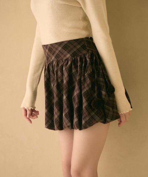 TITTY&CO.（ティティーアンドコー）の「チェック柄バルーンスカート（スカート・レディース・ボルドー/キャメル/ネイビー・FREE）」の22枚目の写真