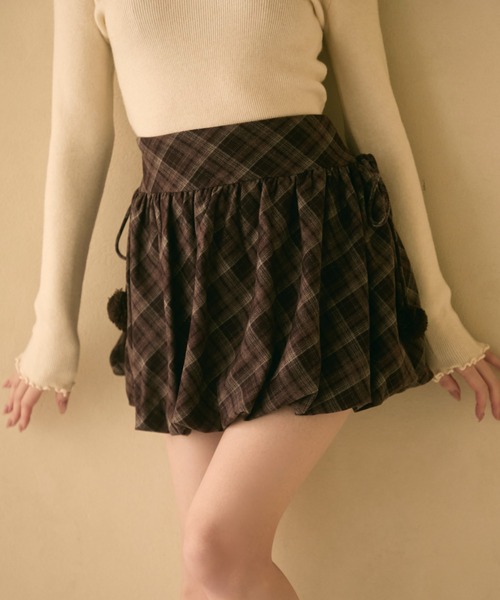 TITTY&CO.（ティティーアンドコー）の「チェック柄バルーンスカート（スカート・レディース・ボルドー/キャメル/ネイビー・FREE）」の21枚目の写真
