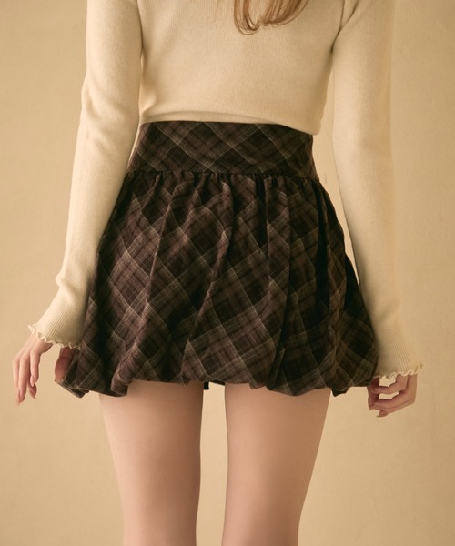 TITTY&CO.（ティティーアンドコー）の「チェック柄バルーンスカート（スカート・レディース・ボルドー/キャメル/ネイビー・FREE）」の20枚目の写真