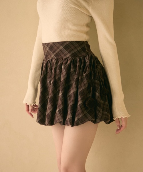 TITTY&CO.（ティティーアンドコー）の「チェック柄バルーンスカート（スカート・レディース・ボルドー/キャメル/ネイビー・FREE）」の19枚目の写真