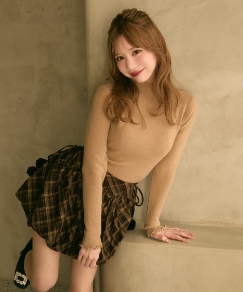 TITTY&CO.（ティティーアンドコー）の「チェック柄バルーンスカート（スカート・レディース・ボルドー/キャメル/ネイビー・FREE）」の6枚目の写真