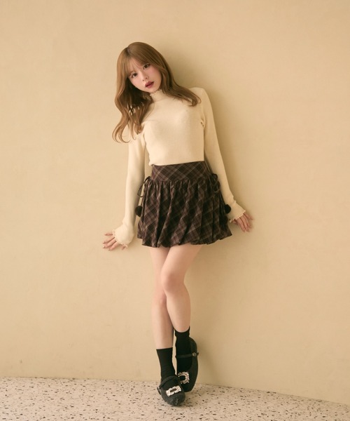 TITTY&CO.（ティティーアンドコー）の「チェック柄バルーンスカート（スカート・レディース・ボルドー/キャメル/ネイビー・FREE）」の16枚目の写真