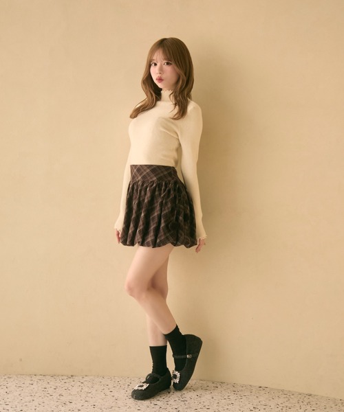 TITTY&CO.（ティティーアンドコー）の「チェック柄バルーンスカート（スカート・レディース・ボルドー/キャメル/ネイビー・FREE）」の14枚目の写真