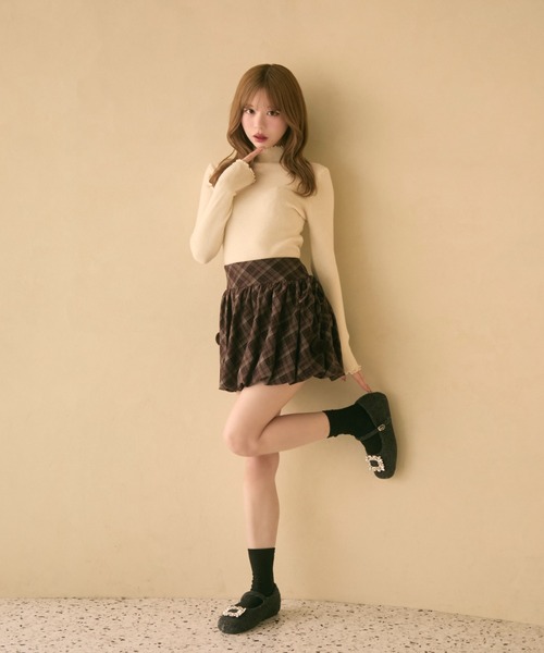 TITTY&CO.（ティティーアンドコー）の「チェック柄バルーンスカート（スカート・レディース・ボルドー/キャメル/ネイビー・FREE）」の13枚目の写真