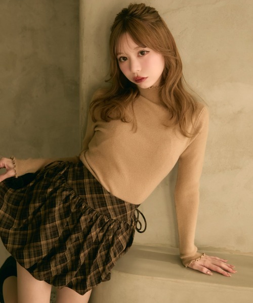 TITTY&CO.（ティティーアンドコー）の「チェック柄バルーンスカート（スカート・レディース・ボルドー/キャメル/ネイビー・FREE）」の8枚目の写真