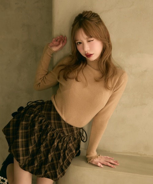 TITTY&CO.（ティティーアンドコー）の「チェック柄バルーンスカート（スカート・レディース・ボルドー/キャメル/ネイビー・FREE）」の7枚目の写真